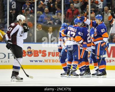 Colorado Avalanche center Nathan MacKinnon (29) during the first period of  an NHL hockey game against the New Jersey Devils, Saturday, Jan. 4, 2020,  in Newark, N.J. (AP Photo/Kathy Willens Stock Photo - Alamy