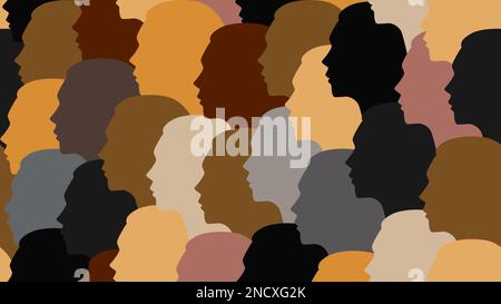 Womens diverse faces, seamless texture. Vector female pattern illustration for International Women's Day Stock Vector