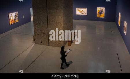 London, UK.  15 February 2023. A general view of gallery space at a preview of ‘Hot Off The Griddle’, the largest UK exhibition to date of works by American artist Alice Neel (1900–1984).  Over 70 of her portraits of subjects in New York are displayed at the Barbican Art Gallery 16 February to 21 May 2023. Credit: Stephen Chung / Alamy Live News Stock Photo