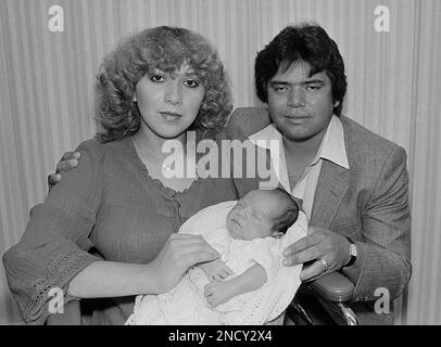 Fernando Valenzuela with wife, Linda and new baby prior to leaving San  Pedro Peninsula Hospital, San Pedro, California Oct. 5, 1982. He is a  pitcher for the Los Angeles Dodgers. (AP Photo/Craig
