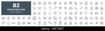 Infrastructure and environment line icons collection. Vector illustration eps10 Stock Vector