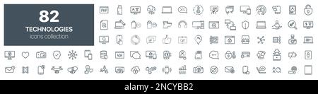 Technologies line icons collection. Vector illustration eps10 Stock Vector