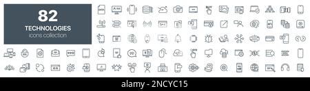 Technologies line icons collection. Vector illustration eps10 Stock Vector