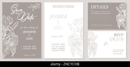 Elegant Wedding Invitation, Save the Date template Stock Vector