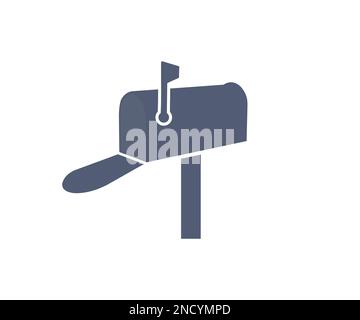 Retro open Classic American mailbox logo design. Letter and post, mailbox sign. Outdoor drop boxes, street post boxes. Postal Service objects signs. Stock Vector