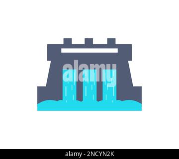 Hydro Power Plant logo design. Natural Resources Water Energy. Alternative eco green renewable energy vector design and illustration. Stock Vector