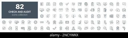 Check and audit line icons collection. Vector illustration eps10 Stock Vector