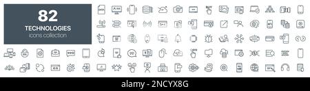 Technologies line icons collection. Vector illustration eps10 Stock Vector