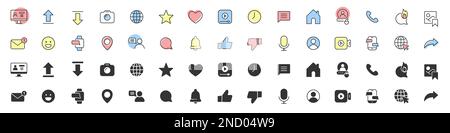 Social networks excellent icons collection in two different styles Stock Vector