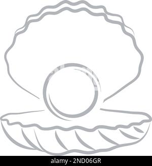 Open Shell with Pearls Logo, Shell, Logo, Icon, Background Stock Vector