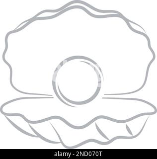 Open Shell with Pearls Logo, Shell, Logo, Icon, Background Stock Vector