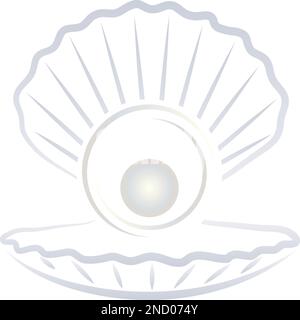 Open Shell with Pearls Logo, Shell, Logo, Icon, Background Stock Vector