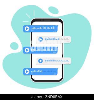 Smartphone with voice messages bubbles social media icons . Vector illustration Stock Vector