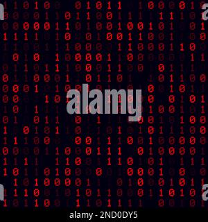 Matrix background. Red filled binary background. Small sized seamless pattern. Vibrant vector illustration. Stock Vector