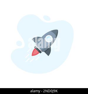 Flying rocket icon in excellent flat design. Vector illustration eps10 Stock Vector