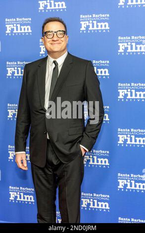 Santa Barbara, USA. 14th Feb, 2023. Brendan Fraser arrives at the 2023 Santa Barbara International Film Festival red carpet event to receive the American Riviera Award at the Arlington Theatre on February 14, 2023 in Santa Barbara, CA. (Photo by Rod Rolle/Sipa USA) Credit: Sipa USA/Alamy Live News Stock Photo