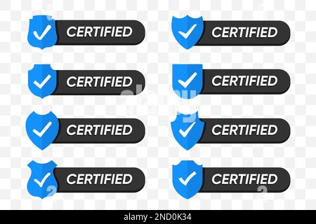 Set of certified badges shield icons in a flat design Stock Vector