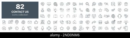 Contact us line icons collection. Big UI icon set. Thin outline icons pack. Vector illustration eps10 Stock Vector