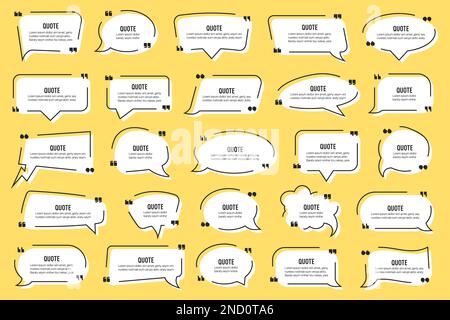 Big set of quote text speech bubble in a flat design. Quote textbox collection Stock Vector