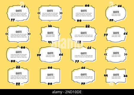 Big set of quote text vintage labels frames in a flat design. Quote textbox collection Stock Vector