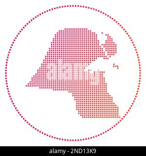Kuwait digital badge. Dotted style map of Kuwait in circle. Tech icon of the country with gradiented dots. Authentic vector illustration. Stock Vector