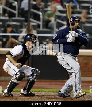 Milwaukee Brewers' Prince Fielder stretches his neck during the fifth  inning of a baseball game against the Chicago Cubs Thursday, June 16, 2011,  in Chicago. (AP Photo/Nam Y. Huh Stock Photo - Alamy