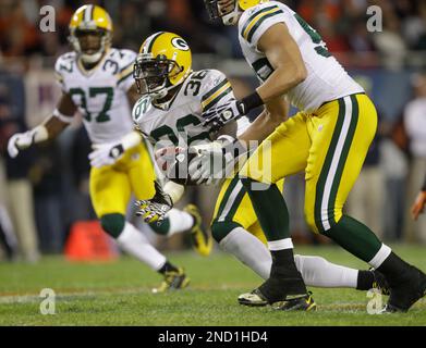 Green Bay Packers safety Nick Collins (36) celebrates at the end