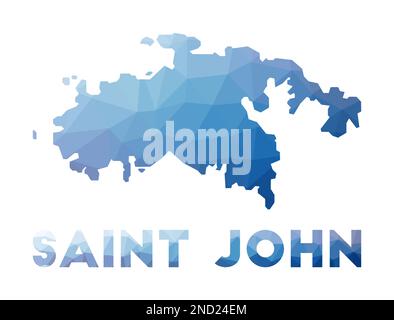 Low poly map of Saint John. Geometric illustration of the island. Saint John polygonal map. Technology, internet, network concept. Vector illustration Stock Vector