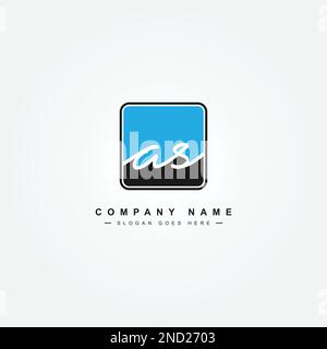Handwritten Signature logo for Initial Letter AS - Vector Logo Template for Alphabet A and S Stock Vector