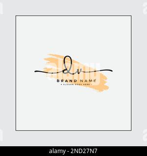 DV Handwritten Signature logo with Watercolor Background- Vector Logo Template for Beauty, Fashion and Photography Stock Vector