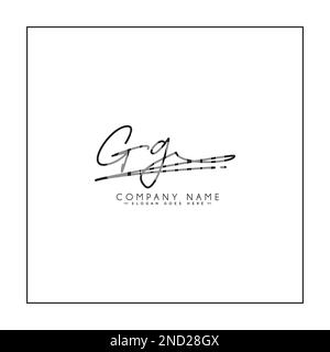 GG Initial Logo in Signature Style for Photography and Fashion Business - Hand Drawn Signature Logo Vector Stock Vector