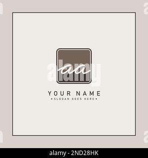 Handwritten Signature logo for Initial Letter AA - Vector Logo Template for Alphabet A and A Stock Vector