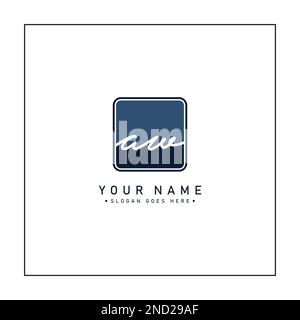 AW Initial Logo in Signature Style for Photography and Fashion Business - Hand Drawn Signature Logo Vector Stock Vector