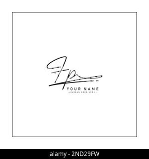 Handwritten Signature logo for Initial Letter FP - Vector Logo Template for Alphabet F and P Stock Vector