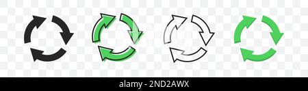 Refresh arrow icons collection in different style on a transparent background. Vector illustration Stock Vector