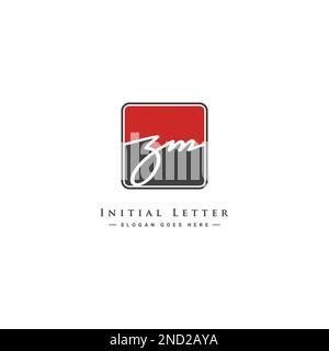 Handwritten Signature logo for Initial Letter ZM - Vector Logo Template for Alphabet Z and M Stock Vector