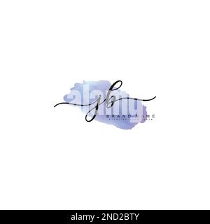 JB Handwritten Signature logo with Watercolor Background- Vector Logo Template for Beauty, Fashion and Photography Stock Vector