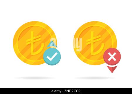 Up and down lira money icon with shadow Stock Vector