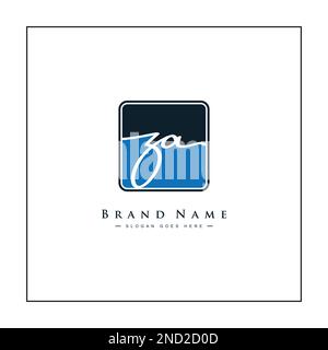 ZA Initial Logo in Signature Style for Photography and Fashion Business - Hand Drawn Signature Logo Vector Stock Vector