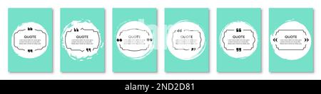 Set of quote frames template on banner background with grunge circle. Texting quote box collection Stock Vector