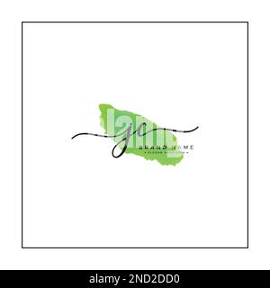 Watercolor Signature logo for Initial Letter JC - Vector Logo Template for Alphabet J and C Stock Vector