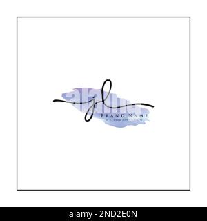 JL Initial Logo in Signature Style for Photography and Fashion Business - Watercolor Signature Logo Vector Stock Vector