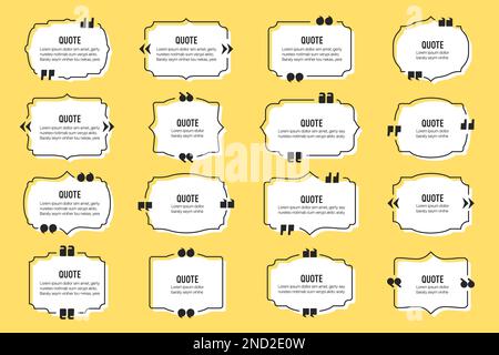 Big set of quote text vintage labels frames in a flat design. Quote textbox collection Stock Vector