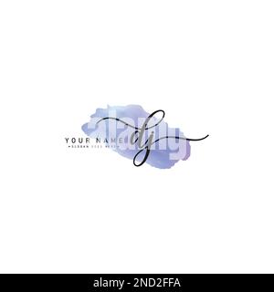 Initial Letter DJ Vector Logo Template in Watercolor Signature Style Stock Vector