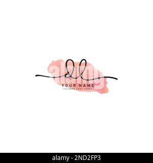 DL Handwritten Signature logo with Watercolor Background- Vector Logo Template for Beauty, Fashion and Photography Stock Vector
