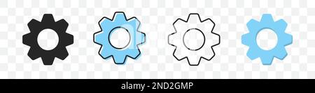 Gear icons collection in different style on a transparent background. Vector illustration Stock Vector