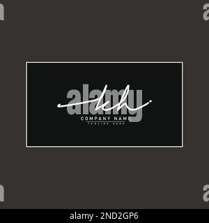 KH Initial Logo in Signature Style for Photography and Fashion Business - Hand Drawn Signature Logo Vector Stock Vector