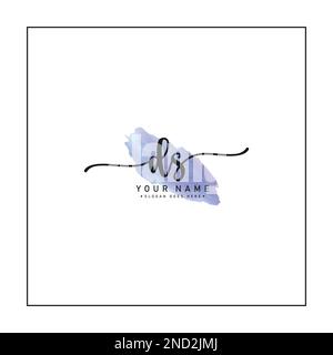 Simple Signature Logo for Alphabet DS - Signature for Photography and Fashion Business with Watercolor Stock Vector