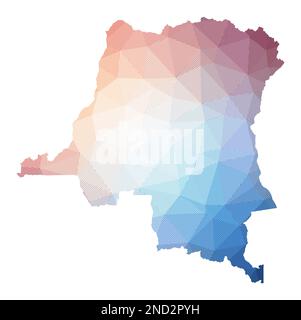 Low poly map of DR Congo. Geometric illustration of the country. DR ...