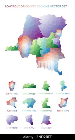 Congolese low poly regions. Polygonal map of Congo with regions ...